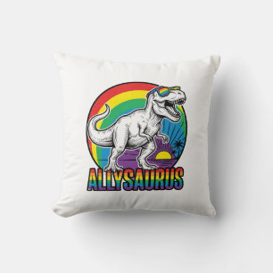 Cojín Decorativo Diseño de camiseta vintage de dinosaurio arcoíris