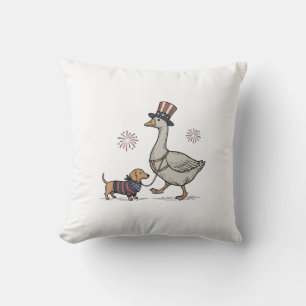 Cojín Decorativo Diseño de camiseta vintage de ganso patriótico y d