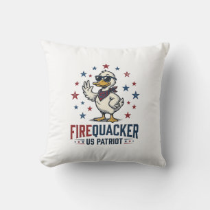 Cojín Decorativo Diseño de camiseta vintage de pato patriótico Fire