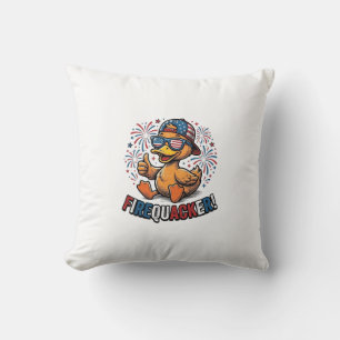 Cojín Decorativo Diseño de camiseta vintage de pato patriótico Fire