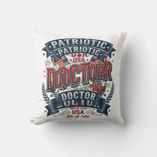 Cojín Decorativo Diseño de camiseta vintage del 4 de julio del doct