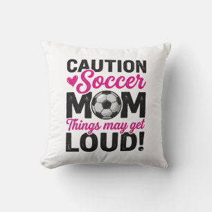 Cojín Decorativo Diseño de camiseta vintage fuerte mamá fútbol prec