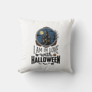 Cojín Decorativo Diseño de camiseta vintage Me encanta Halloween_1