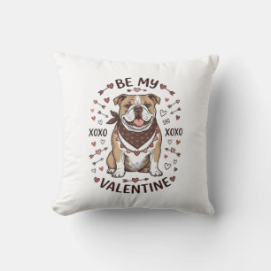 Cojín Decorativo Diseño de camiseta vintage Valentine Bulldog XOXO_