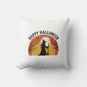 Cojín Decorativo Diseño de camiseta Vintage Witch Feliz Halloween_1