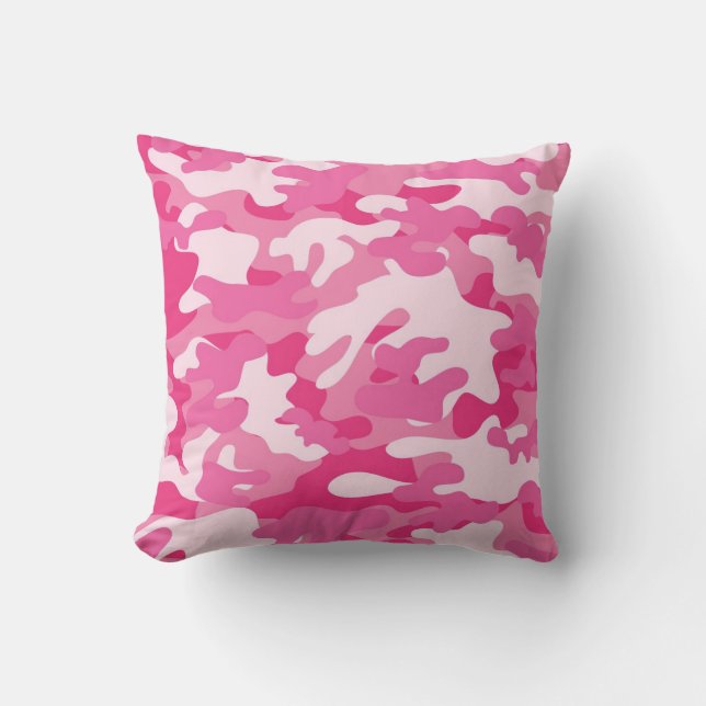 Cojín Decorativo Diseño de camo rosa y blanco (Anverso)