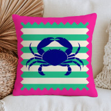 Diseño de Cangrejo Azul sobre Rayas Verdes Rosa Fu