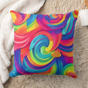 Cojín Decorativo Diseño de Caos de Barco Iris Swirl