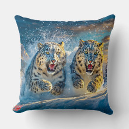 Cojín Decorativo Diseño de Carreras de Leopardos de Nieve por Rich 