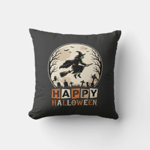 Cojín Decorativo Diseño de cementerio de luna de bruja feliz Hallow