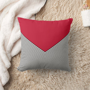 Cojín Decorativo Diseño de chevron en blanco y negro y triángulo ro