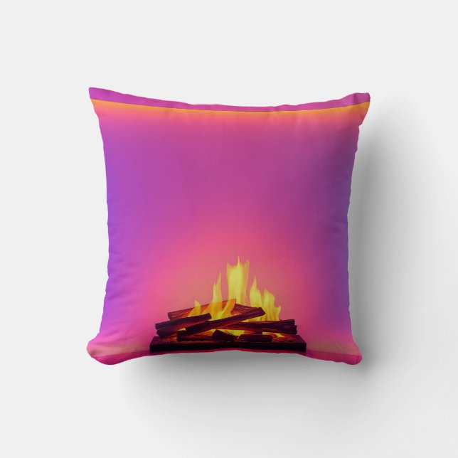 Cojín Decorativo Diseño de chimenea rosa (Anverso)