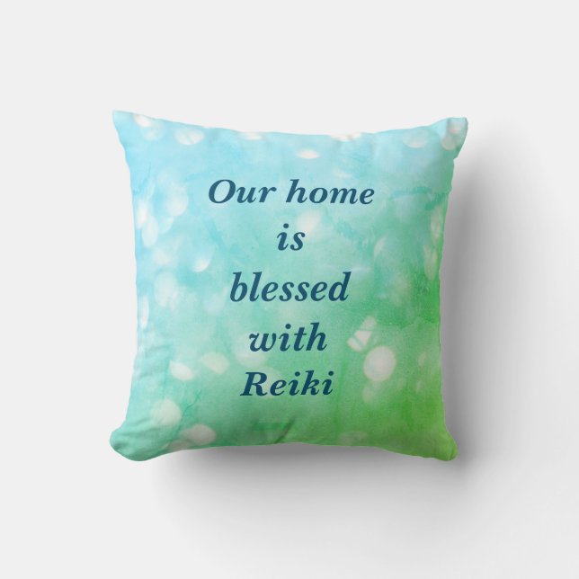 Cojín Decorativo Diseño de chispa azul de Reiki (Anverso)