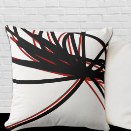 Cojín Decorativo Diseño de cinta abstracta curvada roja y negra