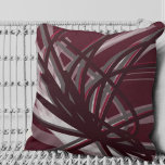 Cojín Decorativo Diseño de cinta abstrata borgoñosa y gris<br><div class="desc">La almohada borgoñona y gris tibia presenta una composición artística de cinta abstracta con tonos grises y burdeos con acentos blancos sobre un rico fondo burdeos. Esta composición abstracta se basa en combinaciones de cintas repetidas, que se superponen y entrelazan para formar un patrón abstracto intrincado y complejo. Los tonos...</div>