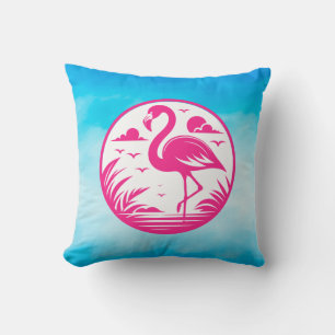 Cojín Decorativo Diseño de círculo de verano de flamenco rosa-68730