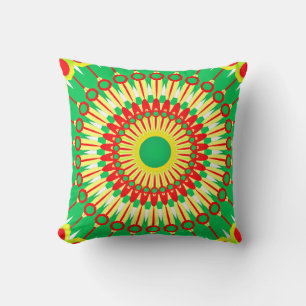 Cojín Decorativo Diseño de círculo rojo verde Mandala-58577
