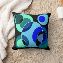 Cojín Decorativo Diseño de círculos de intersección azul y verde