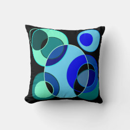 Cojín Decorativo Diseño de círculos de intersección azul y verde