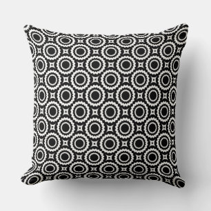 Cojín Decorativo Diseño de círculos zigzag blancos y negros lindos