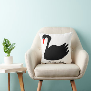 Cojín Decorativo Diseño de Cisne Negro Personalizado