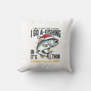 Cojín Decorativo Diseño de cita de arroyo de pesca de Navidad