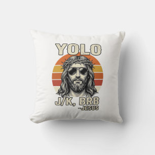 Cojín Decorativo Diseño de cita de grabado vintage divertido Jesús