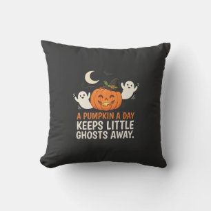 Cojín Decorativo Diseño de cita de Halloween de fantasma de calabaz