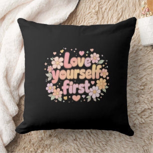Cojín Decorativo Diseño de Cita Floral de Amor Encantador   Bolsa d