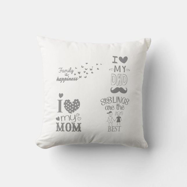 Cojín Decorativo Diseño de citas de texto inspiradas en la familia (Anverso)