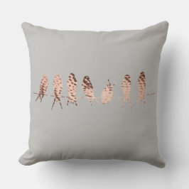 Cojín Decorativo Diseño de cobre gris falso con pájaros en alambre