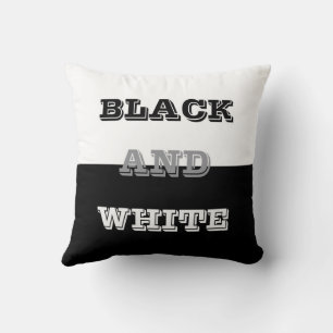 Cojín Decorativo Diseño de colores sólidos y texto gris negro blanc