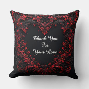 Cojín Decorativo Diseño de corazón floral rojo con flores florecien