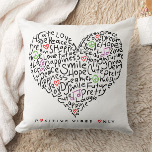 Cojín Decorativo Diseño de Corazón Solo Vibraciones Positivas