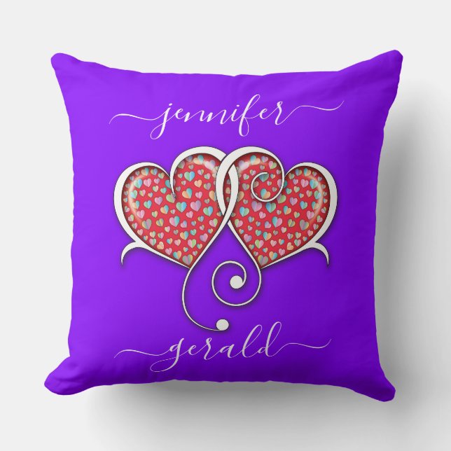 Cojín Decorativo Diseño de corazones interbloqueados de San Valentí (Anverso)
