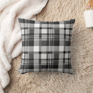Cojín Decorativo Diseño de cuadros Madras gris negro y blanco