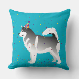 Cojín Decorativo Diseño de cumpleaños de Alaskan Malamute