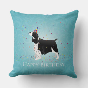 Cojín Decorativo Diseño de cumpleaños español de English Springer.