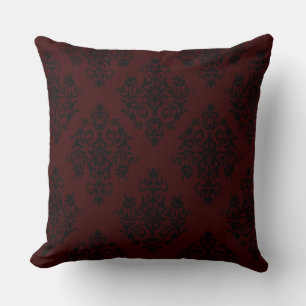 Cojín Decorativo Diseño de damasco elegante de color rojo oscuro in