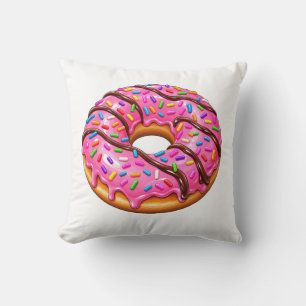 Cojín Decorativo Diseño de Donut Colorido y Lindo