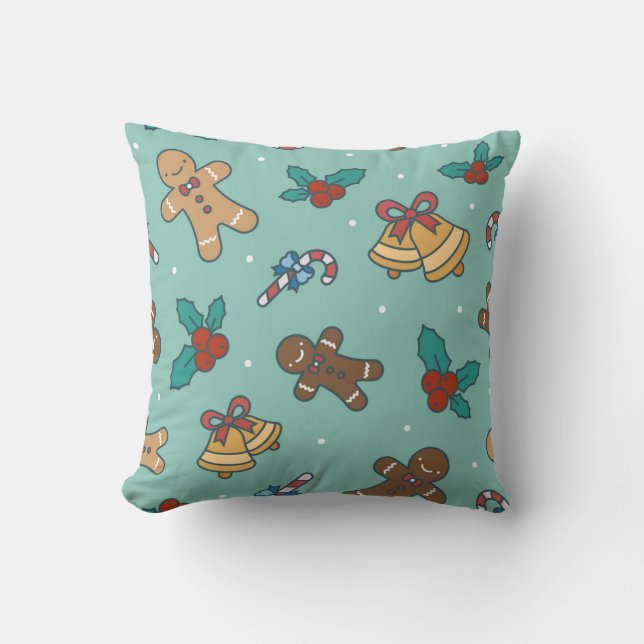 Cojín Decorativo Diseño de dulces para Navidades festivos (Anverso)
