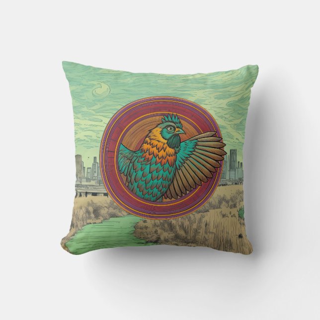 Cojín Decorativo diseño de emblema de pollo (Anverso)
