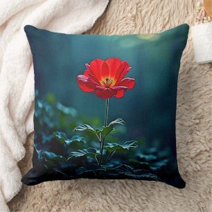 Cojín Decorativo Diseño de enfoque de flor roja única