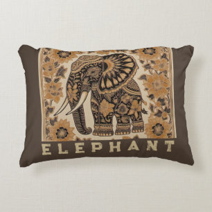 Cojín Decorativo Diseño de estilo vintage de elefante Batik, retro