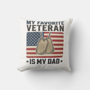 Cojín Decorativo Diseño de etiquetas de perro patrióticas para papá