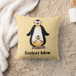 Cojín Decorativo Diseño de familia de pingüinos de la mamá más geni
