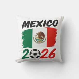 Cojín Decorativo Diseño de fanático de fútbol México 2026 con balón