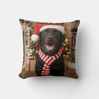 Cojín Decorativo Diseño de Felices Fiestas con Labrador Retriever N