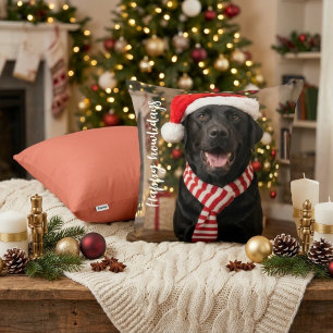 Cojín Decorativo Diseño de Felices Fiestas con Labrador Retriever N