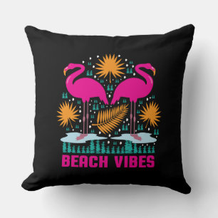 Cojín Decorativo Diseño de Flamencos Rosas Beach Vibes